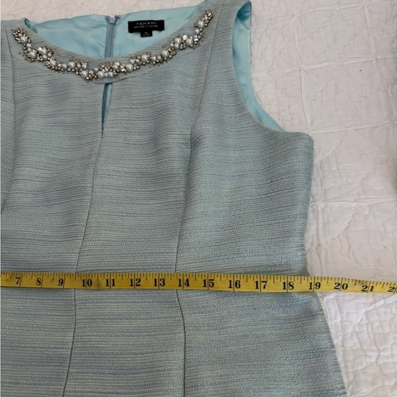 Tahari Arthur S Levine Mint Green Woven Cocktail Sheath Style Dress Size 16 - Picture 10 of 14